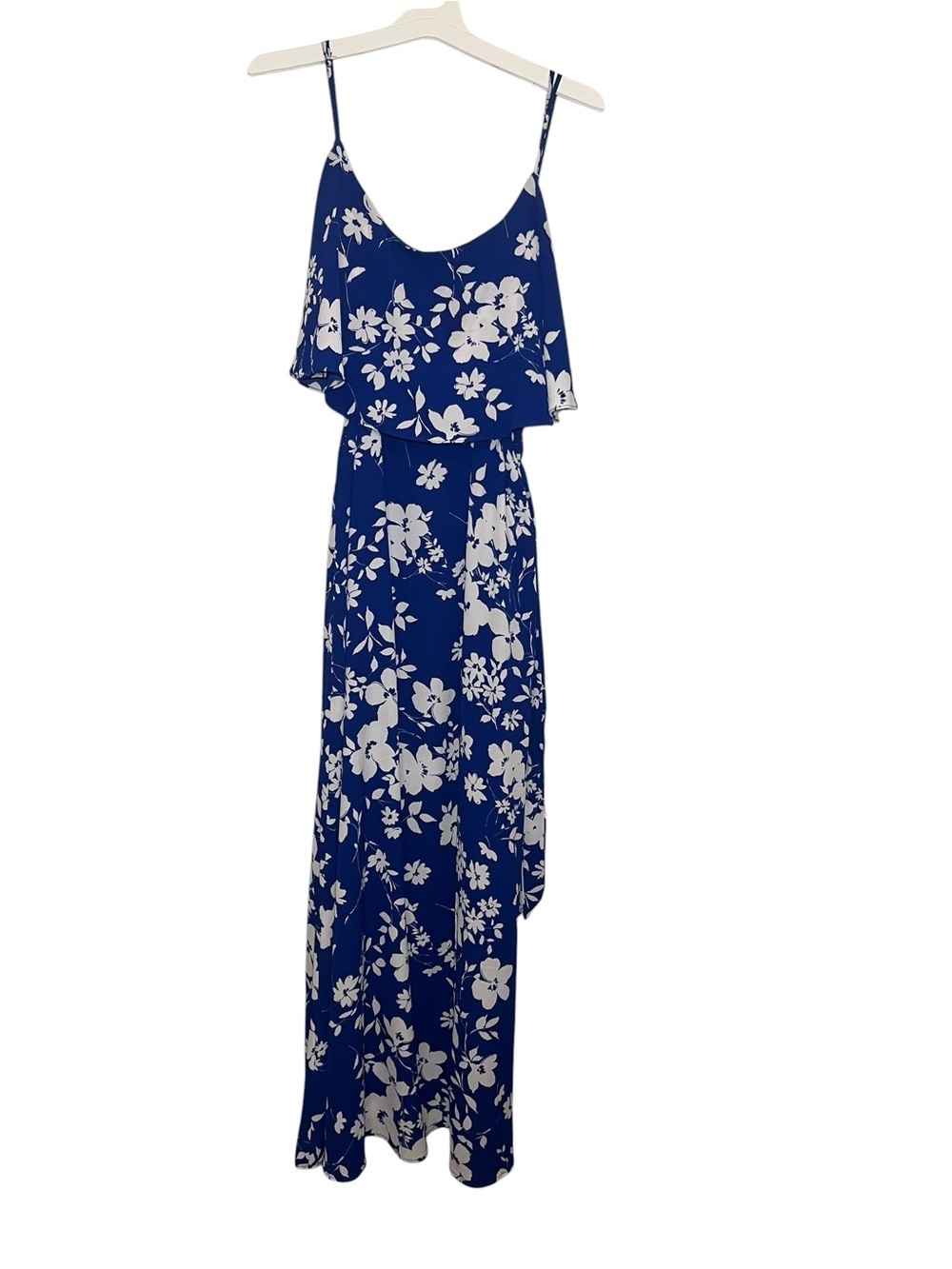 Premier Royal Blue & White Floral Ruffle Maxi Dress
